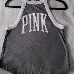 Gray and White Tank Top with PINK Logo